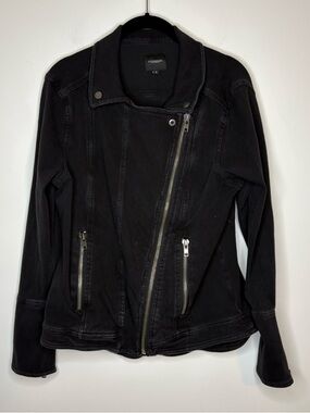 Liverpool Jeans Company Black Asymmetrical Zip Moto Jacket Size XL